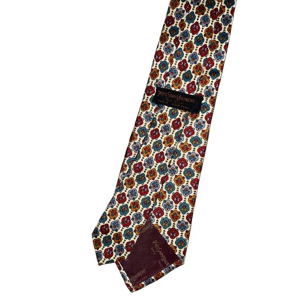 Yves Saint Laurent Geometric Print Silk Neck Tie - Picture 3 of 6